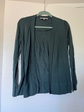 LOFT Open-Front Cardigan in Deep Teal Green